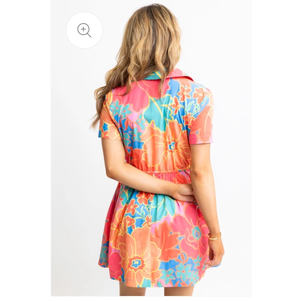 KARLIE Large Floral Weekend Cinch Waist Dress Size M -Super flattering and cute! - Picture 3 of 11